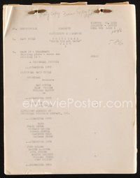 2m234 WHITE TIE & TAILS continuity & dialogue script '46 screenplay by Bertram Millhauser!