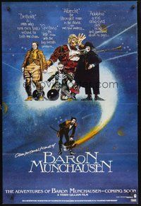 2p016 ADVENTURES OF BARON MUNCHAUSEN teaser 1sh '89 directed by Terry Gilliam, John Neville!