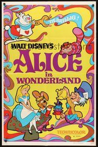 2p024 ALICE IN WONDERLAND 1sh R74 Walt Disney Lewis Carroll classic!