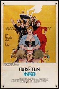 2p031 AMARCORD int'l 1sh '74 Federico Fellini classic comedy, Juliano Geleng artwork!