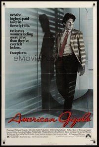 2p033 AMERICAN GIGOLO 1sh '80 handsomest male prostitute Richard Gere is being framed for murder!