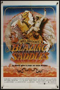 2p071 BLAZING SADDLES 1sh '74 classic Mel Brooks western, art of Cleavon Little by John Alvin!