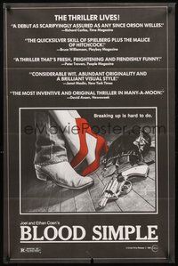 2p077 BLOOD SIMPLE 1sh '85 Joel & Ethan Coen, Frances McDormand, cool film noir gun image!