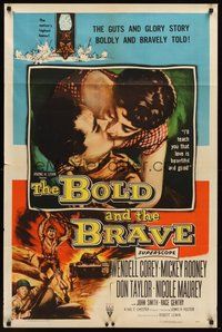 2p081 BOLD & THE BRAVE 1sh '56 the guts & glory story boldly and bravely told, love is beautiful!