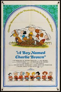 2p090 BOY NAMED CHARLIE BROWN 1sh '70 baseball art of Snoopy & the Peanuts by Charles M. Schulz!