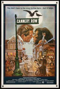 2p115 CANNERY ROW 1sh '82 cool art of Nick Nolte about to kiss Debra Winger by John Solie!