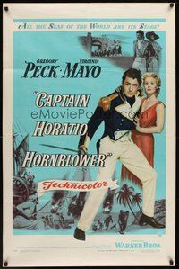 2p116 CAPTAIN HORATIO HORNBLOWER 1sh '51 Gregory Peck with sword & pretty Virginia Mayo!