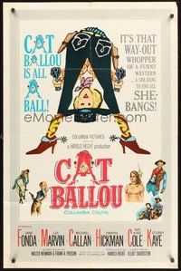 2p123 CAT BALLOU 1sh '65 classic sexy cowgirl Jane Fonda, Lee Marvin, great artwork!