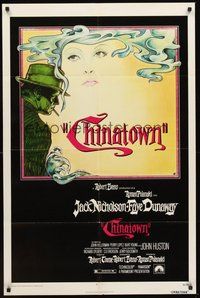 2p132 CHINATOWN 1sh '74 art of Jack Nicholson & Faye Dunaway by Jim Pearsall, Roman Polanski