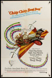 2p134 CHITTY CHITTY BANG BANG 1sh '69 Dick Van Dyke, Sally Ann Howes, artwork of wild flying car!