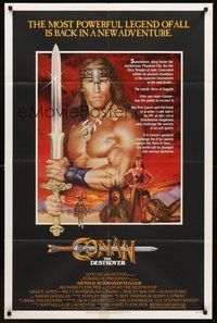 2p144 CONAN THE DESTROYER 1sh '84 Arnold Schwarzenegger is the most powerful legend of all!