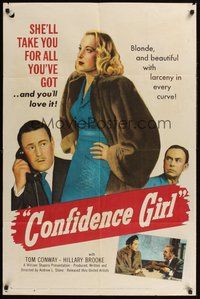 2p147 CONFIDENCE GIRL 1sh '52 bad girl Hillary Brooke wants to give Tom Conway a hard time!