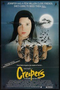 2p159 CREEPERS 1sh '85 Dario Argento, cool art of Jennifer Connelly with butterfly in hand!