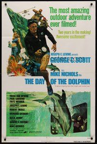 2p177 DAY OF THE DOLPHIN style D 1sh '73 art of George C. Scott & Trish Van Devere, Mike Nichols