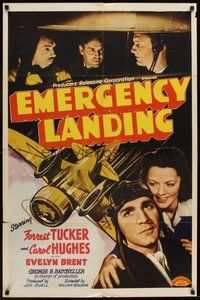 2p210 EMERGENCY LANDING 1sh '41 Forrest Tucker, Carol Hughes, great airplane crash art!