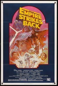 2p212 EMPIRE STRIKES BACK 1sh R82 George Lucas sci-fi classic, cool artwork by Tom Jung!