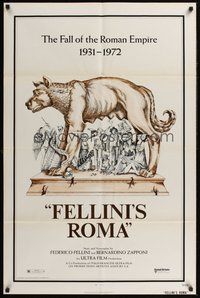 2p233 FELLINI'S ROMA 1sh '72 Italian Federico classic, the fall of the Roman Empire!