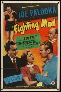 2p238 FIGHTING MAD 1sh '48 boxing Joe Kirkwood Jr. as Joe Palooka, Leon Errol!
