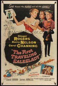 2p246 FIRST TRAVELING SALESLADY 1sh '56 Ginger Rogers sells barbed-wire in Texas!