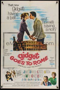 2p274 GIDGET GOES TO ROME 1sh '63 James Darren & Cindy Carol by Italy's Colisseum!