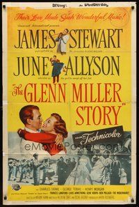 2p281 GLENN MILLER STORY 1sh '54 James Stewart in the title role, June Allyson, Louis Armstrong!
