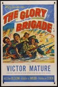 2p282 GLORY BRIGADE 1sh '53 cool artwork of Victor Mature & soldiers in Korean War!