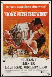 2p290 GONE WITH THE WIND 1sh R80 art of Clark Gable holding Vivien Leigh by Howard Terpning!