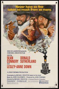 2p305 GREAT TRAIN ROBBERY 1sh '79 art of Sean Connery, Sutherland & Lesley-Anne Down by Tom Jung!