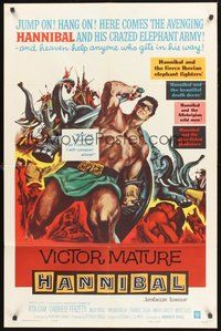 2p315 HANNIBAL 1sh '60 artwork of barechested warrior Victor Mature, Edgar Ulmer directed!