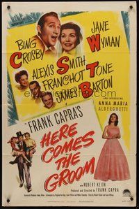 2p342 HERE COMES THE GROOM 1sh '51 Bing Crosby, Jane Wyman, Alexis Smith, Frank Capra!