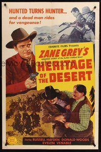 2p344 HERITAGE OF THE DESERT 1sh R50 Zane Grey, Donald Woods, Evelyn Venable, Russell Hayden