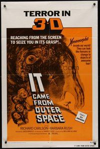 2p402 IT CAME FROM OUTER SPACE 1sh R72 Jack Arnold classic 3-D sci-fi, cool different artwork!