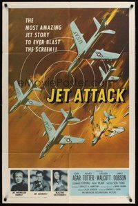 2p405 JET ATTACK 1sh '58 cool artwork of Korean War military fighter jets in formation!