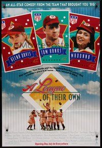 2p451 LEAGUE OF THEIR OWN advance DS 1sh '92 Tom Hanks, Madonna, women's baseball!