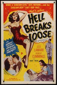 2p453 LET'S LIVE A LITTLE 1sh R53 full-length sexy Hedy Lamarr, Bob Cummings, Hell Breaks Loose!