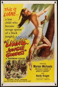 2p455 LIANE JUNGLE GODDESS 1sh '58 super sexy mostly naked 16 year-old blonde Marion Michaels!