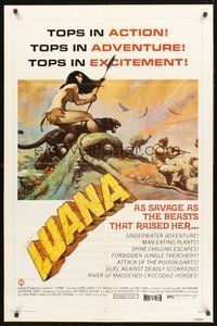2p479 LUANA style B 1sh '73 great Frank Frazetta art of sexy female Tarzan!
