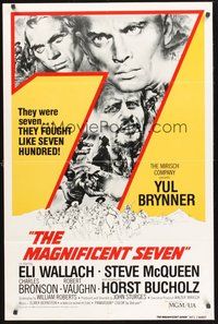 2p495 MAGNIFICENT SEVEN int'l 1sh R80 Yul Brynner, Steve McQueen, John Sturges' 7 Samurai western!