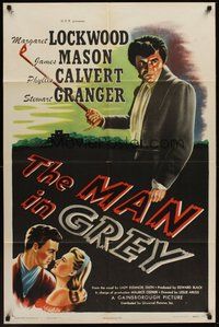 2p503 MAN IN GREY 1sh '45 menacing artwork of James Mason, Margaret Lockwood & Stewart Granger!