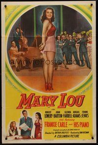 2p511 MARY LOU 1sh '48 Robert Lowery, art of sexy Joan Barton & big band!