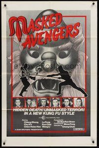 2p516 MASKED AVENGERS 1sh '82 Cheh Chang's Cha Shou, martial arts action in new Kung Fu style!