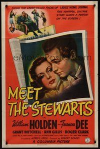 2p524 MEET THE STEWARTS 1sh '42 close-up of William Holden & Frances Dee!