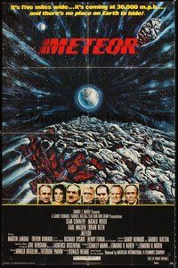 2p528 METEOR 1sh '79 Sean Connery, Natalie Wood, cool sci-fi artwork by T. Beaurais!