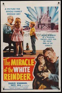 2p539 MIRACLE OF THE WHITE REINDEER 1sh '60 Lawrence Raimond, Charles Winninger, Fritz Feld!