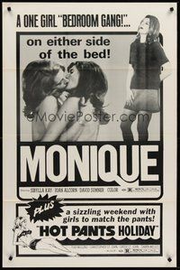 2p550 MONIQUE/HOT PANTS HOLIDAY 1sh '70s sexploitation double-bill!