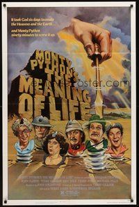 2p555 MONTY PYTHON'S THE MEANING OF LIFE 1sh '83 wacky artwork of the screwy Monty Python cast!