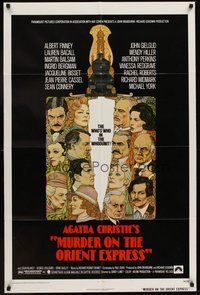 2p572 MURDER ON THE ORIENT EXPRESS 1sh '74 Agatha Christie, great art of cast by Richard Amsel!