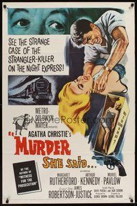2p574 MURDER SHE SAID 1sh '61 detective Margaret Rutherford follows a strangler, Agatha Christie!