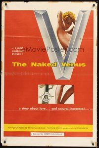 2p584 NAKED VENUS 1sh '58 Edgar Ulmer, a story about love & natural innocence, super sexy art!