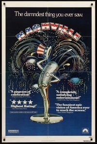 2p586 NASHVILLE 1sh '75 Robert Altman, cool patriotic sexy microphone artwork!